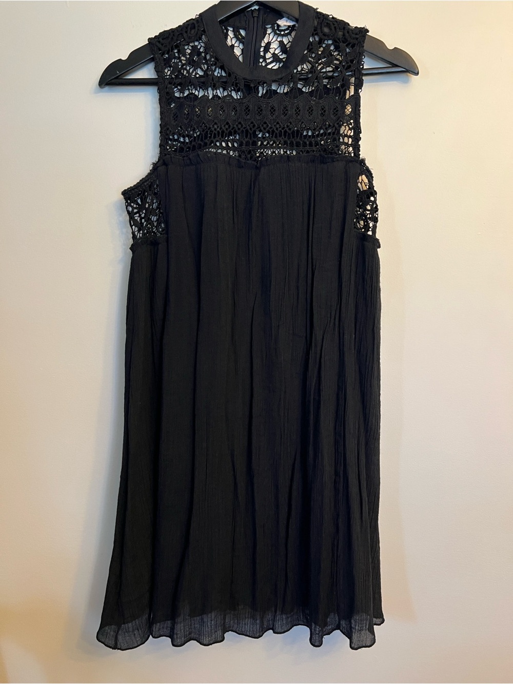 Rebellion Black Crochet Yoke Mini Dress